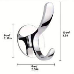 2 Pack Wall-Mounted Coat Hook, Towel Rack, Polished Stainless Steel, Bathrobe, Kitchen Towel, Silver, 2-Pack - thumbnail 2