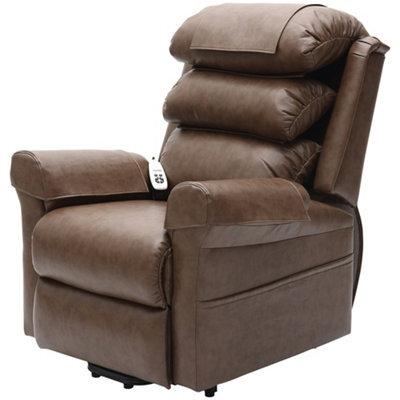 Loops Comfortable Dual Motor Rise And Recline Armchair In Nutmeg Pu Leather - image 1