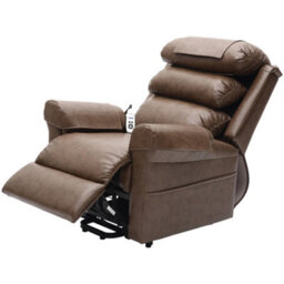 Loops Comfortable Dual Motor Rise And Recline Armchair In Nutmeg Pu Leather - thumbnail 4