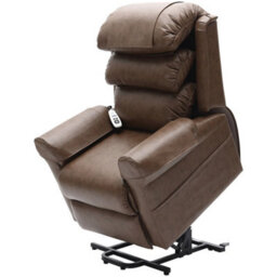 Loops Comfortable Dual Motor Rise And Recline Armchair In Nutmeg Pu Leather - thumbnail 3