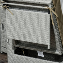 Outsunny Recliner Rattan Sun Lounger W/ Storage Tea Table & Footstools, Beige - thumbnail 9