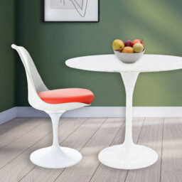 Fusion Living Tulip Set - Marble Medium Circular Table And Four Chairs With Pu Cushion Red - thumbnail 2