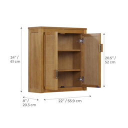 Teamson Home Hatteras Bathroom Wall Cabinet Rattan Doors, Natural - thumbnail 8