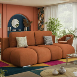 Honey Mini Sofa Bed With Storage 190X150 Cm Sleeping Surface Orange - thumbnail 2