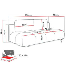 Honey Mini Sofa Bed With Storage 190X150 Cm Sleeping Surface Orange - thumbnail 6