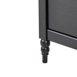 Wyld And Coco Vintage Farmhouse Bedside Table, 2-Drawer Pine Nightstand In Black, Compact Retro Design (W46 X D35 X H52Cm) - thumbnail 7