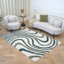 The Rugs Moodi Shaggy Green Rippletide Rug Runner Striped Thick High Pile For Living Rooms, Bedrooms, Hallways, Kitchens - thumbnail 8