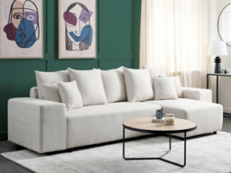 Beliani Corner Sofa Bed 3 Seater Luspa Fabric Light Beige With Storage Left Hand - thumbnail 2
