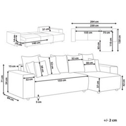 Beliani Corner Sofa Bed 3 Seater Luspa Fabric Light Beige With Storage Left Hand - thumbnail 3