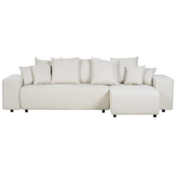 Beliani Corner Sofa Bed 3 Seater Luspa Fabric Light Beige With Storage Left Hand - thumbnail 1