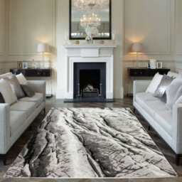 Silver Grey Abstract Modern Funky  Rug Easy To Clean Living Room Bedroom And Dining Room -80 X 240Cmcm (Runner) - thumbnail 1