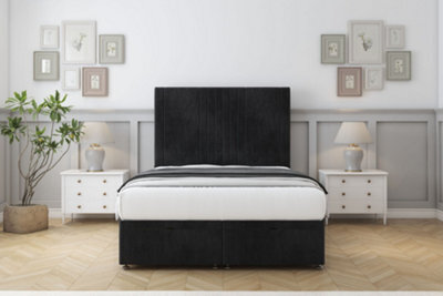 "Sloomy Harrington Black Naples Ottoman Bed Base With 26"" Strutted Headboard 6' Super King" - image 1