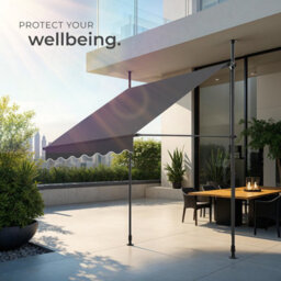 Tectake Awning With Hand Crank - Pressure Fitted , Height Adjustable 150 X 180 Cm - Black/grey - thumbnail 7