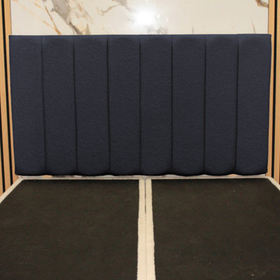 "Urban Textures - Apollo Luxury 26"" High Boucle Fabric Upholstered Line Headboard - Navy" - image 1