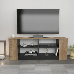 Decorotika Space Tv Stand Tv Unit For Tvs Up To 55 Inch Walnut And Black