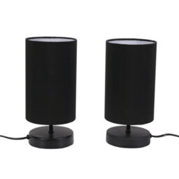 Valuelights Francis Pair Of Black Touch Table Lamps And Shade And Bulbs - thumbnail 1