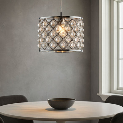 Luxury Chrome Crystal Droplet Pendant Lamp Shade 26Cm - image 1