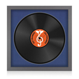 "16X16"" Dark Grey Modern Vinyl Record Frame With Blue Mount For 12 Inch Lp Disc - Ak Frames"