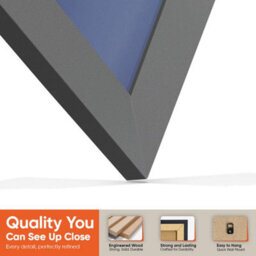 "16X16"" Dark Grey Modern Vinyl Record Frame With Blue Mount For 12 Inch Lp Disc - Ak Frames" - thumbnail 3