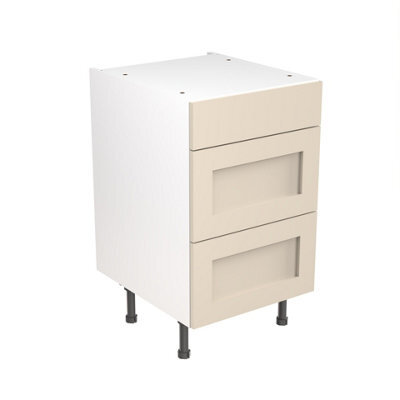 Kitchen Kit 3 Drawer Base Unit 500mm W/ Shaker Cabinet Door - Ultra Matt Cashmere - image 1