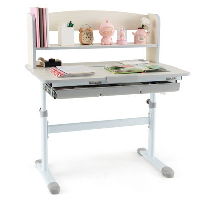 Costway Kids Study Desk Height Adjustable Children Writing Table W/ Tilt Desktop - image 1
