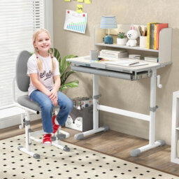 Costway Kids Study Desk Height Adjustable Children Writing Table W/ Tilt Desktop - thumbnail 4