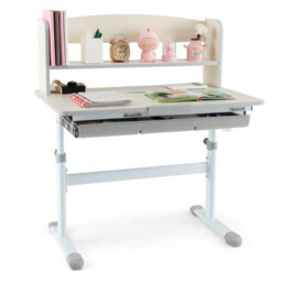 Costway Kids Study Desk Height Adjustable Children Writing Table W/ Tilt Desktop - thumbnail 1