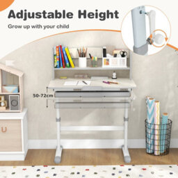 Costway Kids Study Desk Height Adjustable Children Writing Table W/ Tilt Desktop - thumbnail 5
