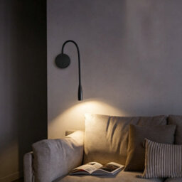 Amorly Bedside Reading Wall Light Adjustable Hose Wall Lamp With Switch 360 Rotating Wall Sconce 3W - 4000K Bedroom Wall Lamps,black - thumbnail 1