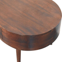Artisan Furniture Solid Wood  California Walnut Rounded Coffee Table, 2-Drawers, Nordic Legs, Dark Brown - thumbnail 6