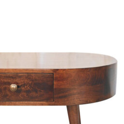 Artisan Furniture Solid Wood  California Walnut Rounded Coffee Table, 2-Drawers, Nordic Legs, Dark Brown - thumbnail 5