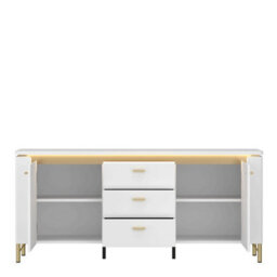 Wyld Haus Maribo Gloss White Tv Unit With Gold Metal Legs, 2 Doors & 3 Drawers - thumbnail 3