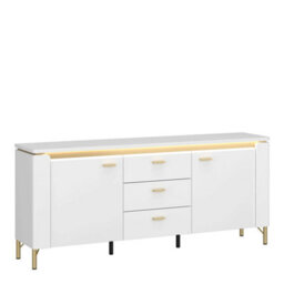 Wyld Haus Maribo Gloss White Tv Unit With Gold Metal Legs, 2 Doors & 3 Drawers - thumbnail 2