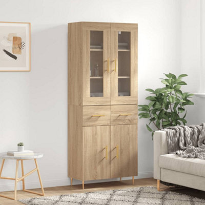 Berkfield Highboard Sonoma Oak 69.5X34X180 Cm Engineered Wood - image 1