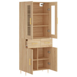 Berkfield Highboard Sonoma Oak 69.5X34X180 Cm Engineered Wood - thumbnail 4