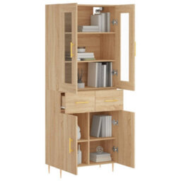 Berkfield Highboard Sonoma Oak 69.5X34X180 Cm Engineered Wood - thumbnail 3
