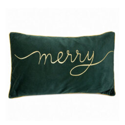 Samuel Alexander 49Cm Dark Green Christmas Decorative Merry Cushion With Gold Detail - thumbnail 8