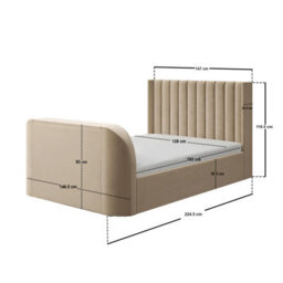 Flair Fallon Tv Side Lift Ottoman Bed Beige Velvet Double - thumbnail 7
