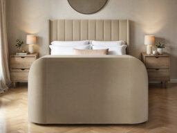 Flair Fallon Tv Side Lift Ottoman Bed Beige Velvet Double - thumbnail 4
