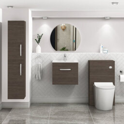 Royal Bathrooms Turin Grey Elm 500mm Wall Hung Vanity Unit 1 Drawer With Minimalist Basin Sink - thumbnail 2