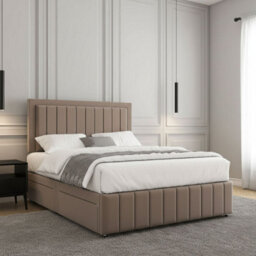 REGIONAL FURNISHINGS Mink Plush Velvet Divan Bed Set Upholstered 24Inch Headboard & Footboard & 2Drawers Sameside & Mattress In All Sizes - thumbnail 2
