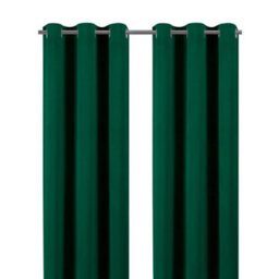 GoodHome Valgreta Dark Green Velvet Lined Eyelet Curtain (W)117Cm (L)137Cm, Pair
