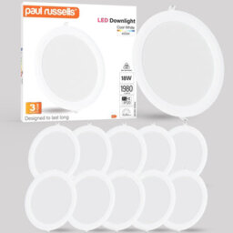 Paul Russells Led Round Panel Ceiling Lights, 18W 1980 Lumens, Spotlights, Ip20, 4000K Cool White, Pack Of 10 - thumbnail 1