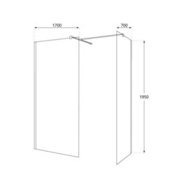 Homestylestore Black Corner Walk In Fluted Glass Shower Enclosure White Tray 1700 X 700mm - thumbnail 4
