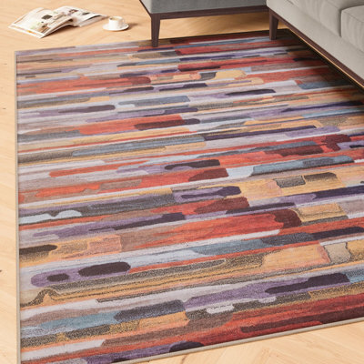 Loomed Multi-Colour  Abstract Soft Chenille Washable Living Room Area Rug 80Cm X 150Cm - image 1