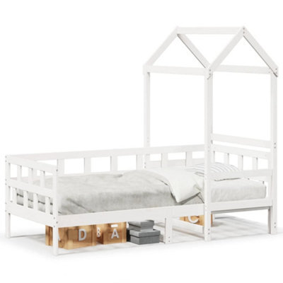 Berkfield Versatile Day Bed With Roof Without Mattress White 80X200 Cm Solid Wood