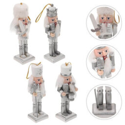 Amorly 4Pcs Nutcracker Christmas Decor, 13Cm Wooden Nutcracker Soldier Figures Set Christmas Tree Hanging Ornaments - thumbnail 4