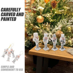 Amorly 4Pcs Nutcracker Christmas Decor, 13Cm Wooden Nutcracker Soldier Figures Set Christmas Tree Hanging Ornaments - thumbnail 8