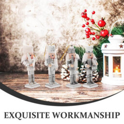 Amorly 4Pcs Nutcracker Christmas Decor, 13Cm Wooden Nutcracker Soldier Figures Set Christmas Tree Hanging Ornaments - thumbnail 9