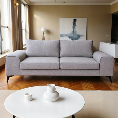 Abakus Direct Venice 3 Seater Sofa In Light Grey With Deep Seats And Extra-Wide Padded Arms - image 1